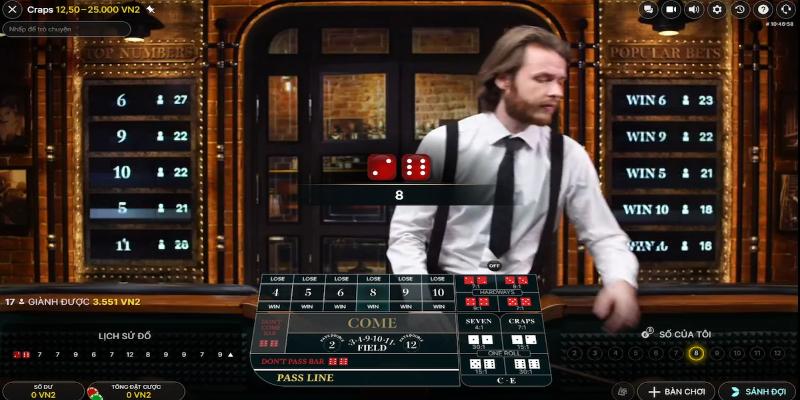 Digital table layout of online craps game